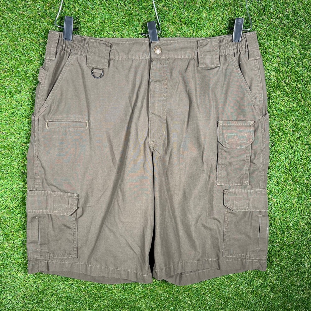5.11 Tactical Series Mens Brown Ripstop Cargo Shorts Size 38 Elastic Waist